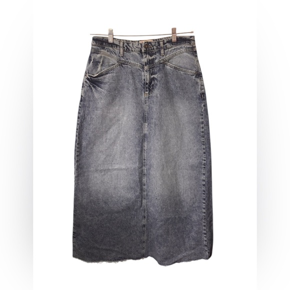 Free People We The Free come As You Are Denim Maxi Skirt Sz 10 - Picture 4 of 5